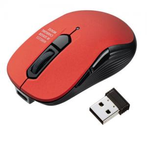 小型ワイヤレスマウス 2.4GHzレシーバー USB-C充電式 戻る/進む 5ボタン 静音 無線 ラバーコーティング レッド