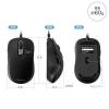 小型有線マウス USB A接続 戻る/進む 5ボタン 静音 カウント切替え ラバーコーティング レッド
