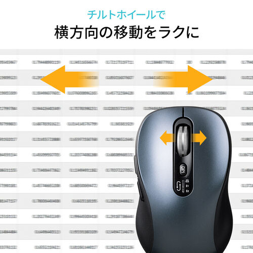 チルト&高速スクロール Bluetoothマウス 専用レシーバー接続 静音ボタン ガンメタリック【メモリダイレクト】