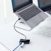 【処分特価】USB3.2 Gen1 ハブ付き LAN変換アダプタ ギガビットイーサネット 1Gbps対応 USBハブ3ポート ケーブル長30cm 面ファスナー付属 ブラック