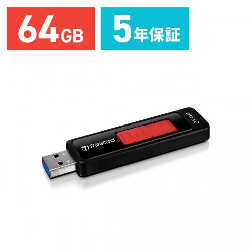 USBメモリ 64GB USB3.1 Gen1 ブラック スライドコネクタ JetFlash760 Transcend製