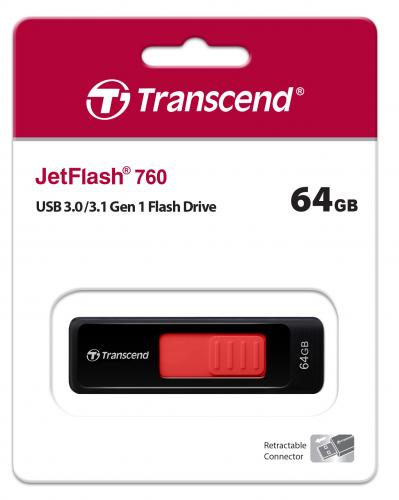 USBメモリ 64GB USB3.1 Gen1 ブラック スライドコネクタ JetFlash760