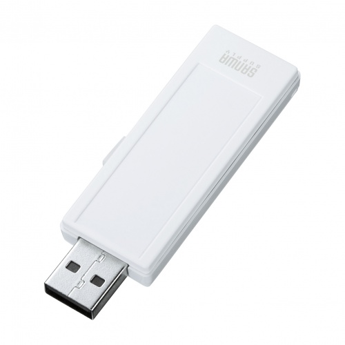 USBメモリ 16GB USB2.0 USB A スライド式コネクタ メモ用シールつき ホワイト