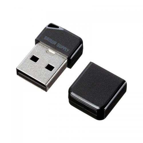 超小型USBメモリ 8GB USB2.0 USB Aコネクタ キャップ式 ストラップホール付き ブラック