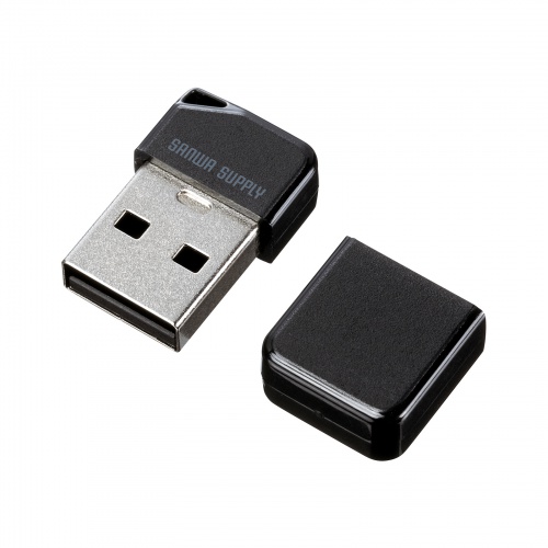 超小型USBメモリ 16GB USB2.0 USB Aコネクタ キャップ式 ストラップホール付き ブラック