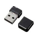 超小型USBメモリ 16GB USB2.0 USB Aコネクタ キャップ式 ストラップホール付き ブラック