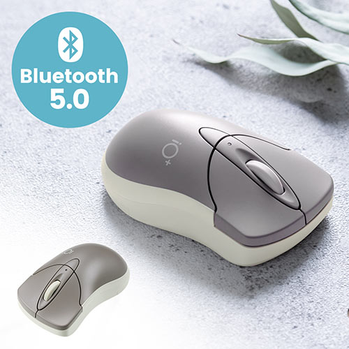 【アウトレット】Bluetoothマウス 小型 3ボタン 静音ボタン マルチペアリング カウント切り替え グレージュ
