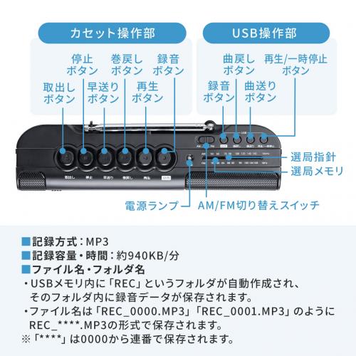 ラジカセ 録音 Bluetooth AC電源 電池対応 USB  AM FM Amazon.co.jp: ポータブルラジカセ 録音 コンパクト カセット