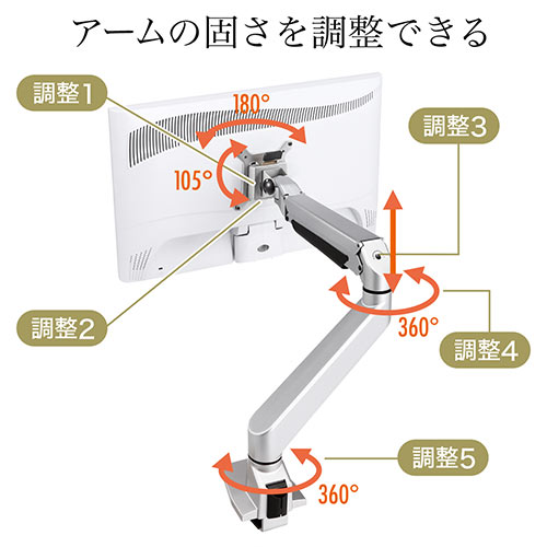 モニターアーム 水平垂直3関節 ガス圧式 USB3.0ポート×2搭載 Amazon.co.jp: サンワダイレクト モニターアーム 水平垂直3関節