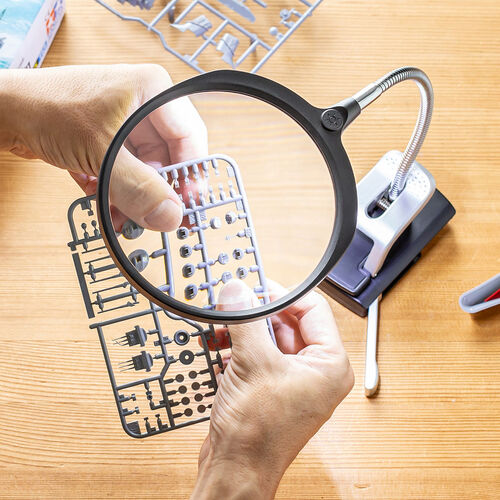 スタンドルーペ 拡大鏡 ライト付 クリップ付 クランプ固定 13cmレンズ