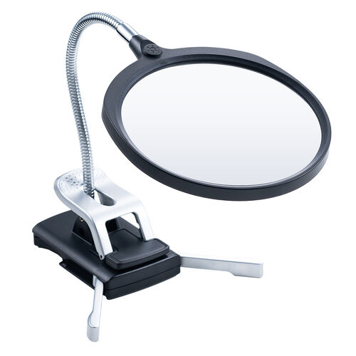 スタンドルーペ 拡大鏡 ライト付 クリップ付 クランプ固定 13cmレンズ