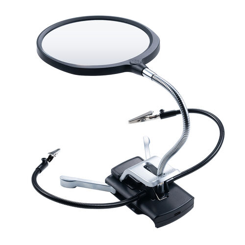 スタンドルーペ 拡大鏡 ライト付 クリップ付 クランプ固定 13cmレンズ