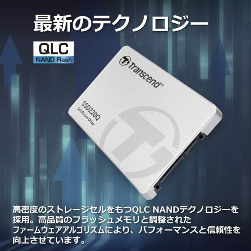 2.5インチ SSD 500GB SATA-III 3年保証 Transcend SSD220Q【メモリ