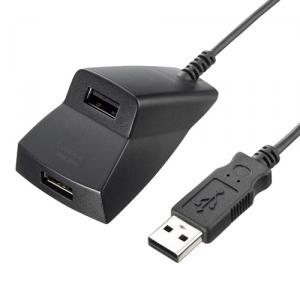 【アウトレット】USB2.0ハブ 2ポート バスパワー 手元延長用 ブラック サンワサプライ製