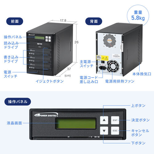CD/DVDデュプリケーター 3枚同時コピー パソコン不要【メモリ