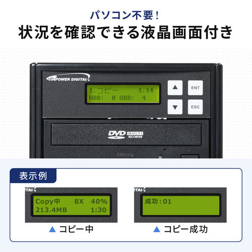 CD/DVDデュプリケーター 3枚同時コピー パソコン不要【メモリ