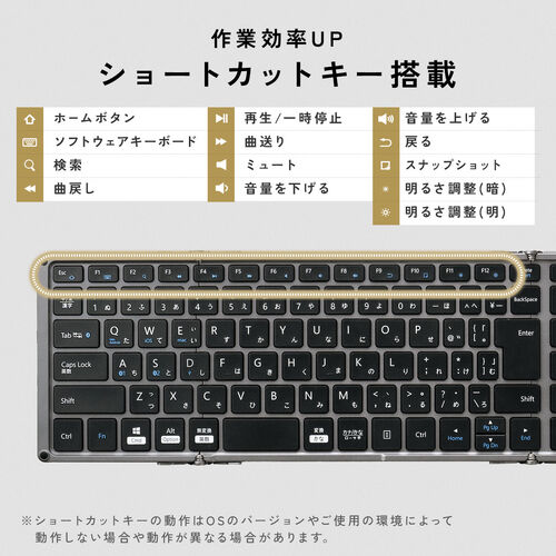 折りたたみ式Bluetoothキーボード テンキーあり USB充電式 各OS対応