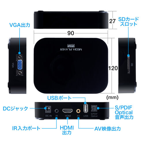 メディアプレーヤー SDカード/USBメモリ 動画/音楽/写真再生 HDMI/VGA