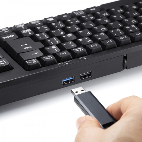 USBハブ付き キーボード USB3.2 USB2.0 USB A テンキーあり メンブレン ブラック