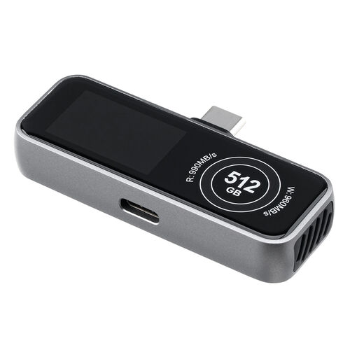スマホ用 外付けSSD 512GB USB-C USB 3.2 Gen2 冷却ファン内蔵 液晶画面付き 