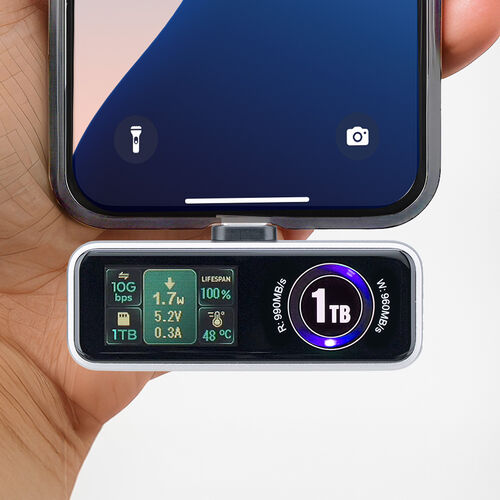 スマホ用 外付けSSD 1TB USB-C USB 3.2 Gen2 冷却ファン内蔵 液晶画面