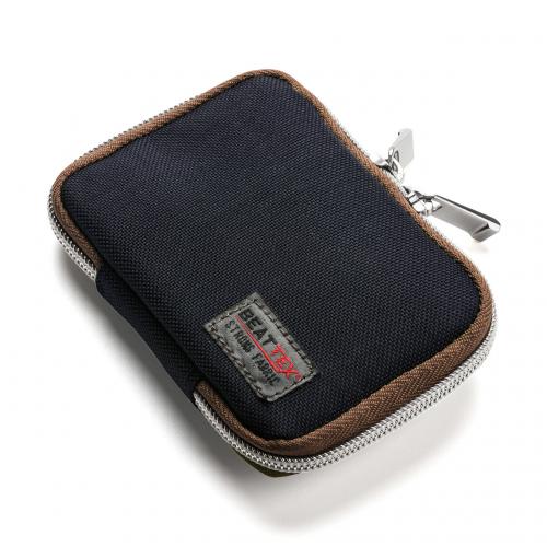 スマートキーケース 鍵 スマートキー2個収納 カード2枚収納 外側ポケット付き キーリング付属 カラビナフック対応 スマートキーカバー ネイビー