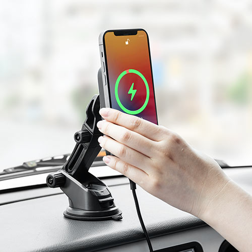 Iphone車載ホルダー Qi ワイヤレス充電 ダッシュボード 吹き出し口固定 Iphone12 Iphone13 メモリダイレクト