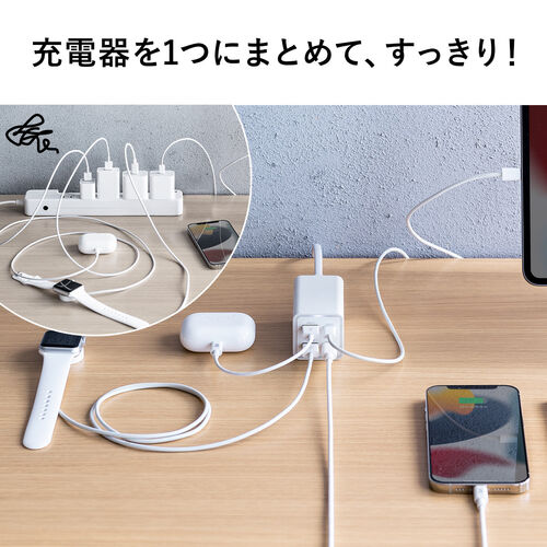 USB PD ACアダプタ 4ポート 65W 急速充電器 GaN窒素ガリウム PSE認証