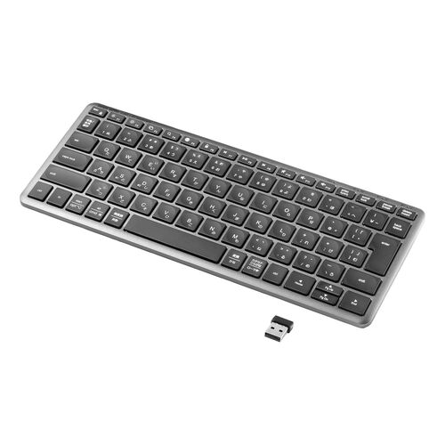 ワイヤレスキーボード テンキーレス Bluetooth&2.4GHzレシーバー 日本語配列 マルチペアリング 充電式 パンタグラフ式 ブラック