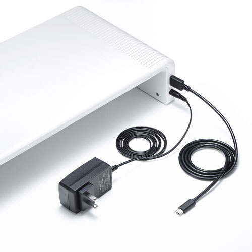 USBハブ付き モニタースタンド USB Type-C接続 ホワイト【メモリ