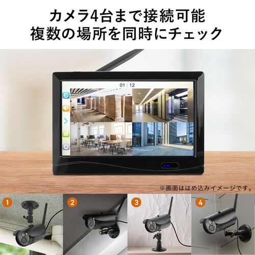 防犯カメラ ワイヤレスモニターセット 1台セット IP66防水防塵 屋外 