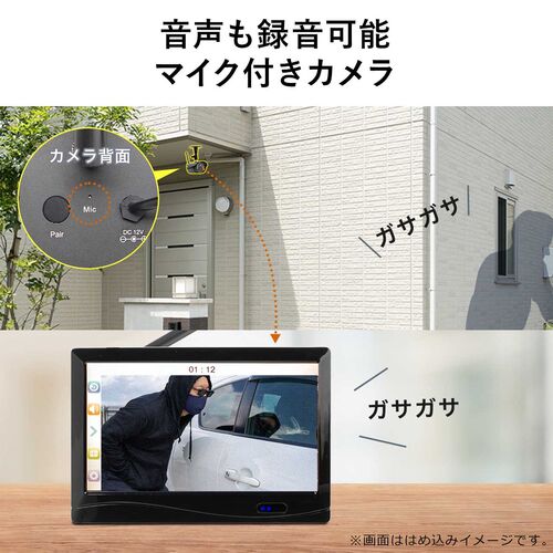 防犯カメラ ワイヤレスモニターセット 1台セット IP66防水防塵 屋外