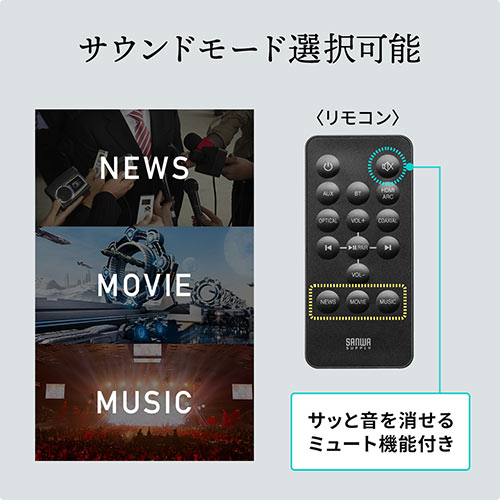 アウトレット】サウンドバー Bluetooth対応 200W出力 ワイヤレスサブ