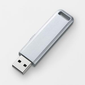 USBメモリ 2GB USB2.0 シルバー スライドタイプ ストラップ付 名入れ対応 サンワサプライ製