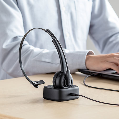 Bluetooth ヘッドセット 片耳 マイク ミュート機能 充電台付 スタンド