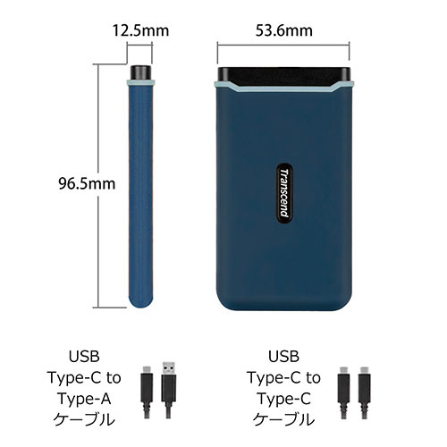 ポータブルSSD 250GB USB 3.2 Gen2 Transcend ESD370C