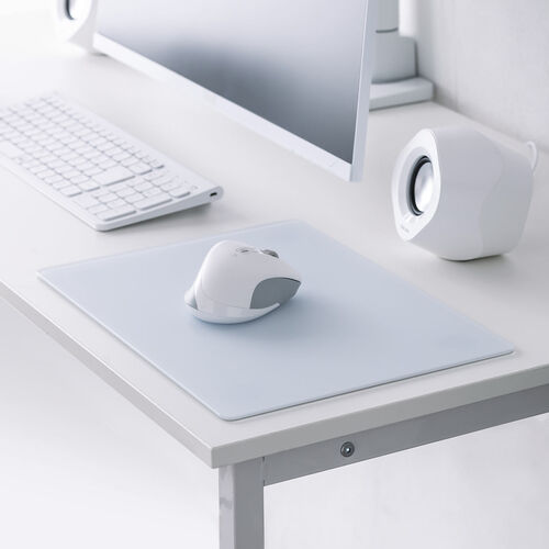 【アウトレット】ガラスマウスパッド 縦26cm 横35cm Mサイズ ホワイト