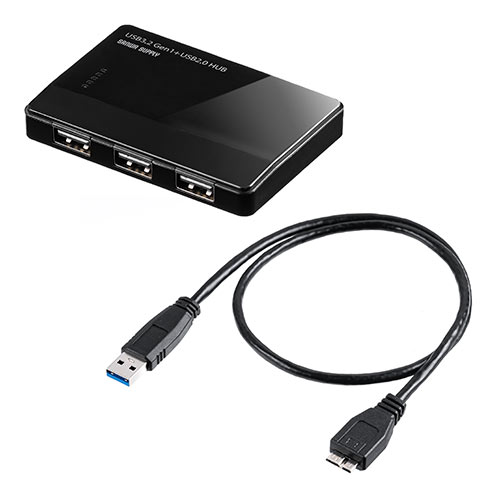 USBハブ 4ポート ケーブル長60cm バスパワー 薄型 軽量 コンパクト 高速データ転送 5Gbps USB-A PS4/PS5対応 テレワーク 在宅勤務