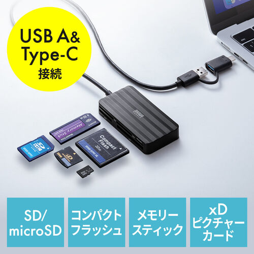 マルチカードリーダー SD microSD CF xDピクチャーカード MS対応