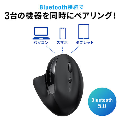 Bluetoothエルゴノミクスマウス(エルゴマウス・充電式・マルチペア