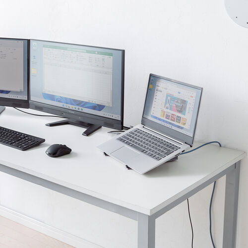 ノートPC縦置きスタンド型 ドッキングステーション 6in1 USB-C接続