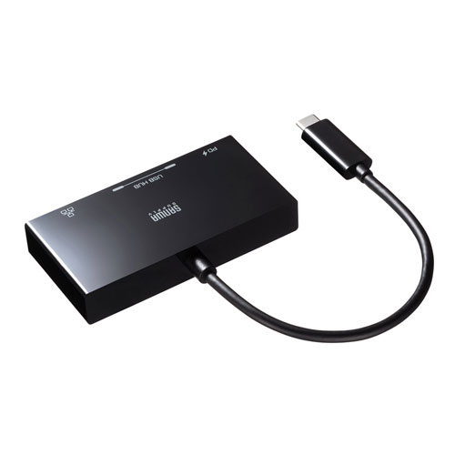 Gigabit対応 USB-LANアダプタ USB Type-C接続USBハブ付き 3