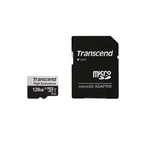 高耐久 microSDカード 128GB ドライブレコーダー向け Class10 UHS-I U3 SDカード変換アダプタ付 Transcend製