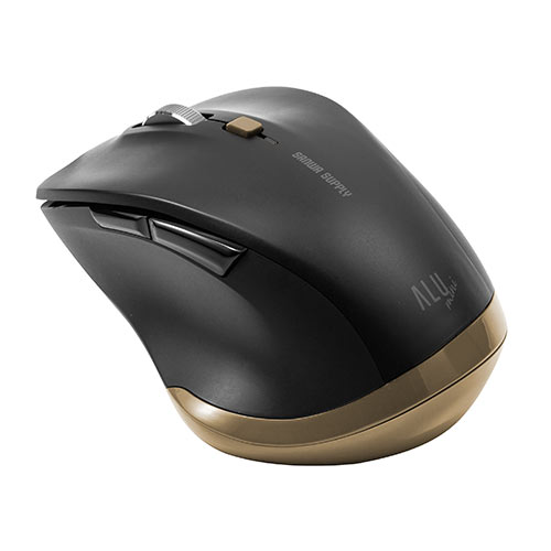 Bluetoothマウス ワイヤレスマウス コンボマウス 小型マウス 5ボタンマウス アルミホイール 静音マウス ブルーled Type A接続 ブラック メモリダイレクト