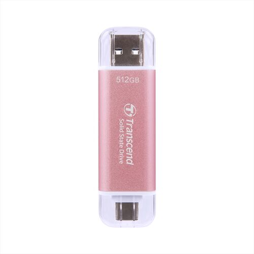 スティックSSD 512GB USB3.2 Gen2 USB A USB-C デュアルコネクタ ピンク Transcend  ESD310 ポータブルSSD