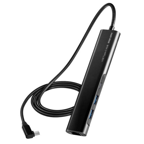 サンワダイレクト Type-C ドッキングステーション USB-C ハブ HDMI 4K出力 PD100W 有線LAN ケーブル長1m L字コネクタ