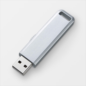 USBメモリ 2GB USB2.0 シルバー スライドタイプ ストラップ付 名入れ対応 サンワサプライ製