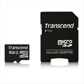 microSDHCカード 4GB Class4対応 SDカード変換アダプタ付き Transcend製